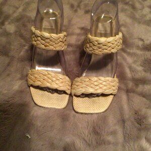 Dolce Vita Women's  Braided Double Strap Raffia block High Heel Sandals size 8